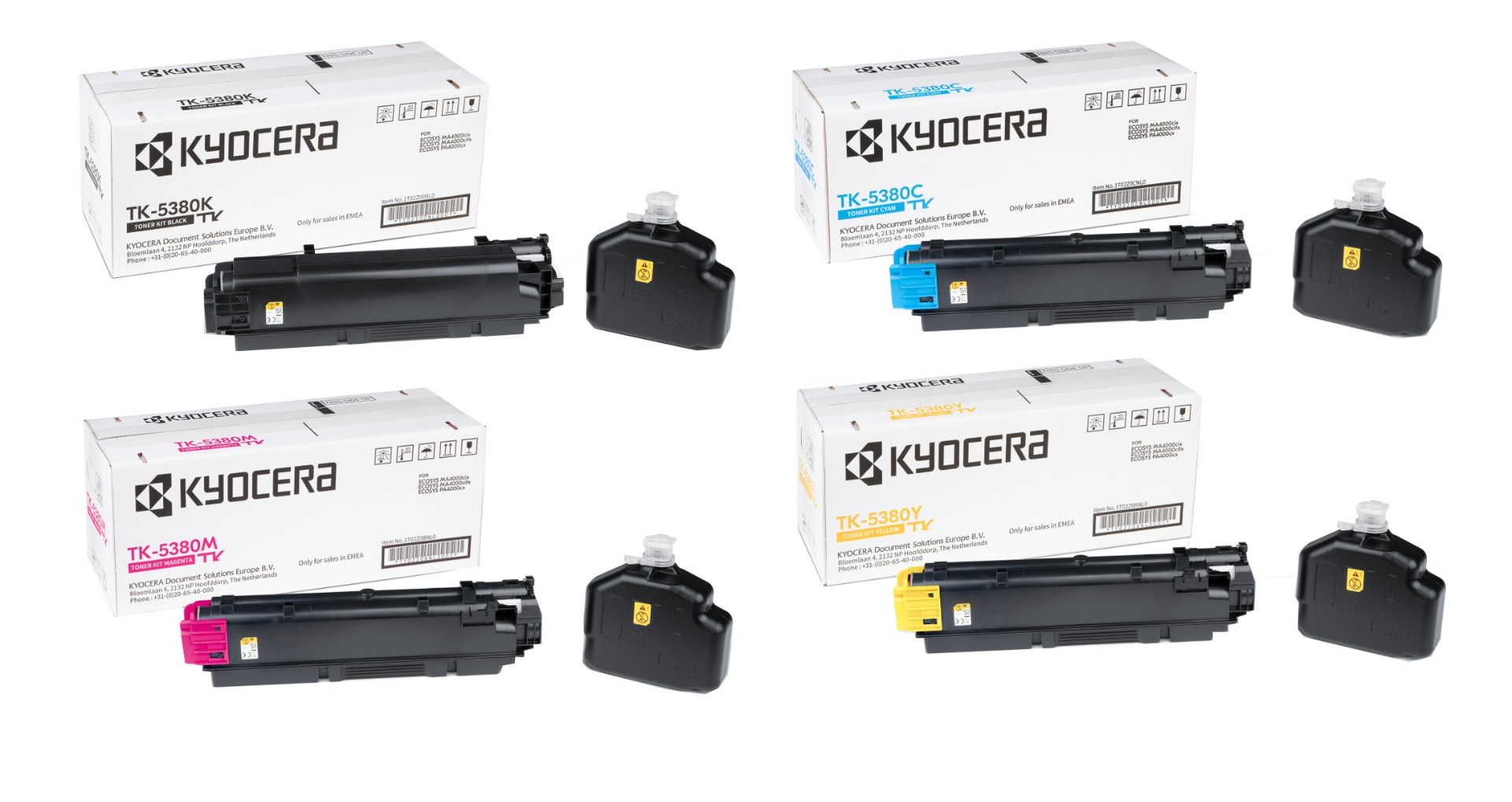 Kyocera TK-5380C, TK-5380M, TK-5380K, TK-5380Y, PA4000CİX, MA4000CİX Orjinal Toner Seti